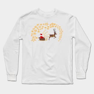 Santa Claus and Rudolph reindeer with stars Long Sleeve T-Shirt